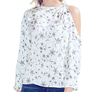 NWT Vince Camuto Cold-Shoulder Delicate Floral Print Blouse Women's Size XL $89